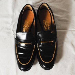 Salvatore Ferragamo Black Reed Loafers Flats